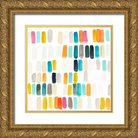 Bright Swatches II Gold Ornate Wood Framed Art Print with Double Matting by Vess, June Erica