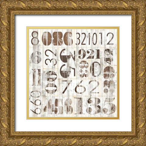 Weathered Numbers I Gold Ornate Wood Framed Art Print with Double Matting by Fagalde, Jarman