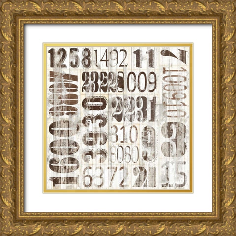 Weathered Numbers II Gold Ornate Wood Framed Art Print with Double Matting by Fagalde, Jarman