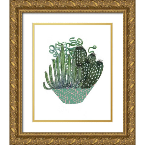 Cactus Arrangement II Gold Ornate Wood Framed Art Print with Double Matting by Wang, Melissa