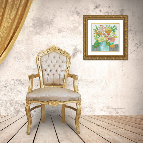 Homestead Floral I Gold Ornate Wood Framed Art Print with Double Matting by Zarris, Chariklia