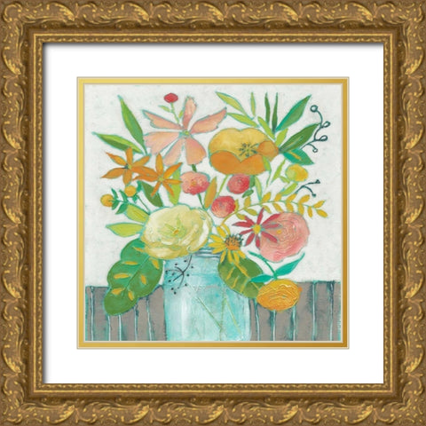 Homestead Floral I Gold Ornate Wood Framed Art Print with Double Matting by Zarris, Chariklia