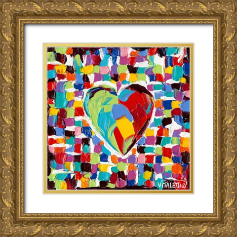 Mosaic Heart I Gold Ornate Wood Framed Art Print with Double Matting by Vitaletti, Carolee