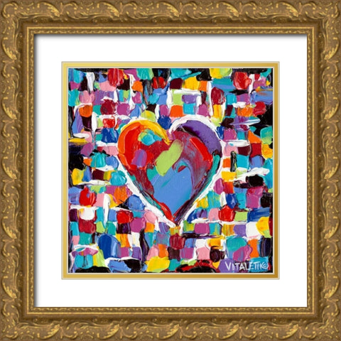 Mosaic Heart II Gold Ornate Wood Framed Art Print with Double Matting by Vitaletti, Carolee