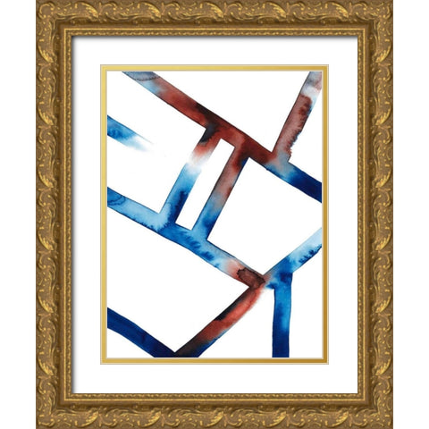 Blue and Red Chutes I Gold Ornate Wood Framed Art Print with Double Matting by Popp, Grace
