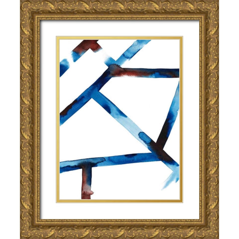 Blue and Red Chutes II Gold Ornate Wood Framed Art Print with Double Matting by Popp, Grace
