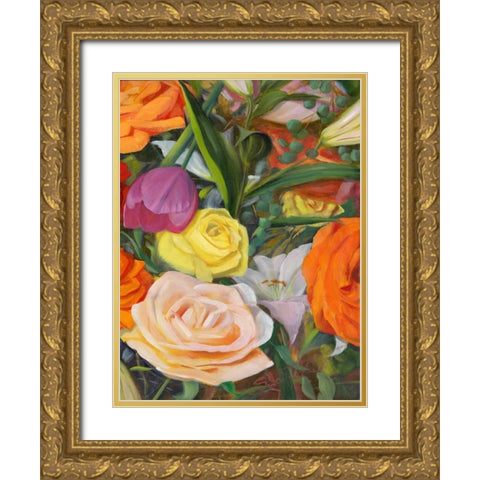 Deconstructed Flower Composition II Gold Ornate Wood Framed Art Print with Double Matting by Iafrate, Sandra