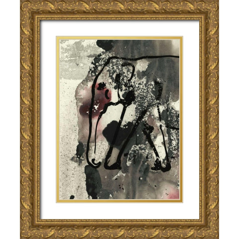 Abstract Elephant II Gold Ornate Wood Framed Art Print with Double Matting by Combs, Joyce