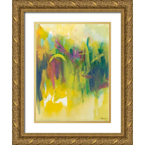 Happy Days I Gold Ornate Wood Framed Art Print with Double Matting by Combs, Joyce
