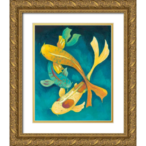 Ornamental Koi I Gold Ornate Wood Framed Art Print with Double Matting by Zarris, Chariklia