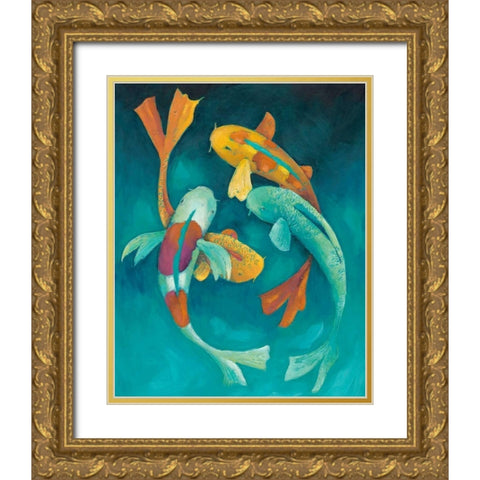 Ornamental Koi II Gold Ornate Wood Framed Art Print with Double Matting by Zarris, Chariklia