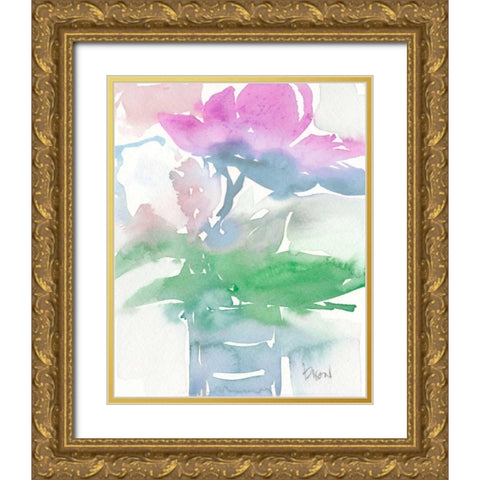 Pretty Pink Flowers I Gold Ornate Wood Framed Art Print with Double Matting by Dixon, Samuel
