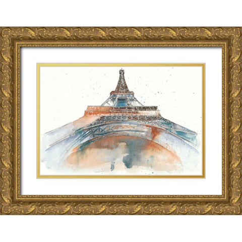 View of Eiffel I Gold Ornate Wood Framed Art Print with Double Matting by Wang, Melissa