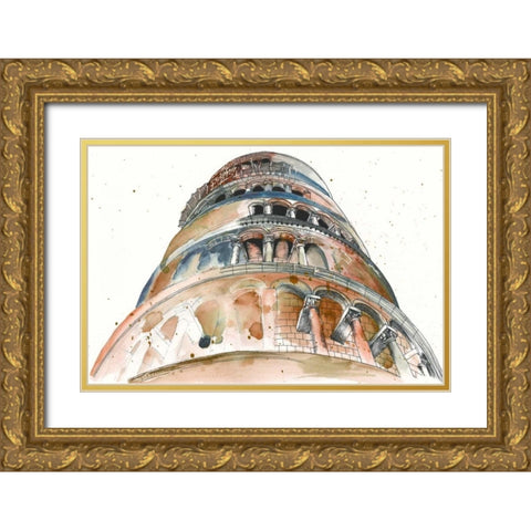 View of Eiffel II Gold Ornate Wood Framed Art Print with Double Matting by Wang, Melissa