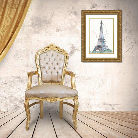 View of Eiffel III Gold Ornate Wood Framed Art Print with Double Matting by Wang, Melissa