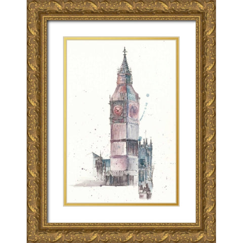 View of Eiffel IV Gold Ornate Wood Framed Art Print with Double Matting by Wang, Melissa