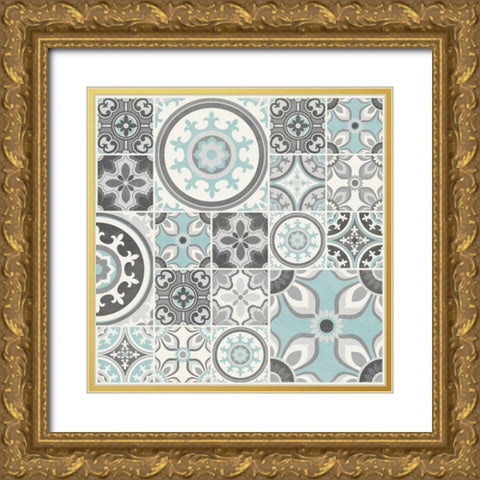 Suzanni Tile I Gold Ornate Wood Framed Art Print with Double Matting by Kappa, Diane