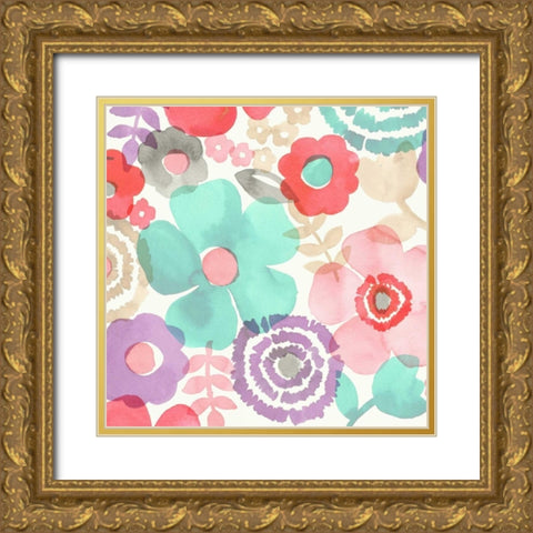 Ocean Shores Floral I Gold Ornate Wood Framed Art Print with Double Matting by Kappa, Diane