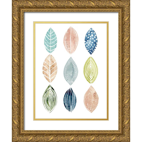 Patterned Leaves II Gold Ornate Wood Framed Art Print with Double Matting by Popp, Grace