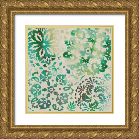 Moss Medallions II Gold Ornate Wood Framed Art Print with Double Matting by Zarris, Chariklia