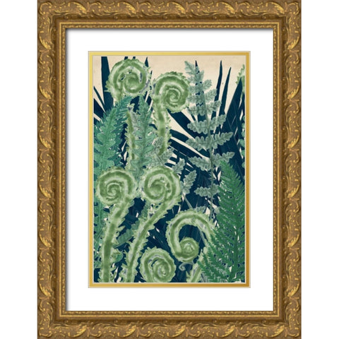 Fiddlehead Waltz I Gold Ornate Wood Framed Art Print with Double Matting by McCavitt, Naomi