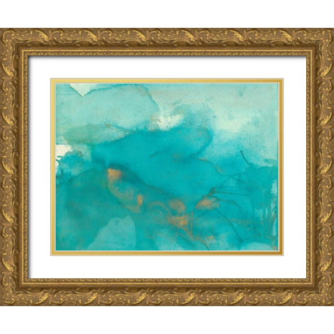 Turquoise Moment II Gold Ornate Wood Framed Art Print with Double Matting by Combs, Joyce
