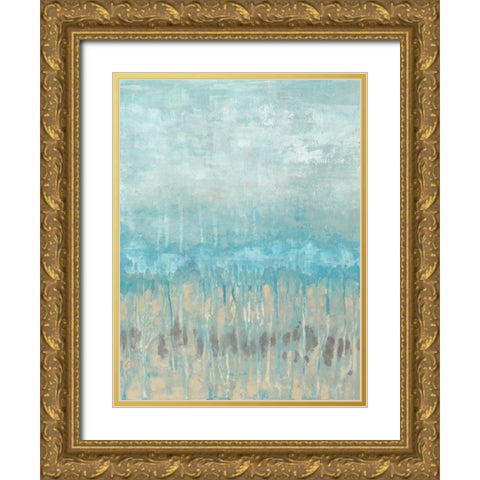 Coastline Abstraction I Gold Ornate Wood Framed Art Print with Double Matting by Goldberger, Jennifer