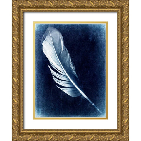 Inverted Feather I Gold Ornate Wood Framed Art Print with Double Matting by Malek, Honey