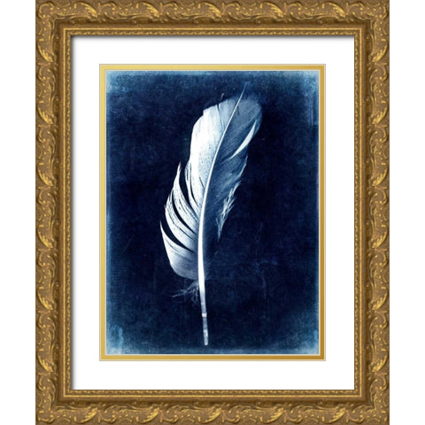 Inverted Feather II Gold Ornate Wood Framed Art Print with Double Matting by Malek, Honey