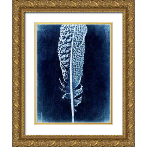 Inverted Feather IV Gold Ornate Wood Framed Art Print with Double Matting by Malek, Honey