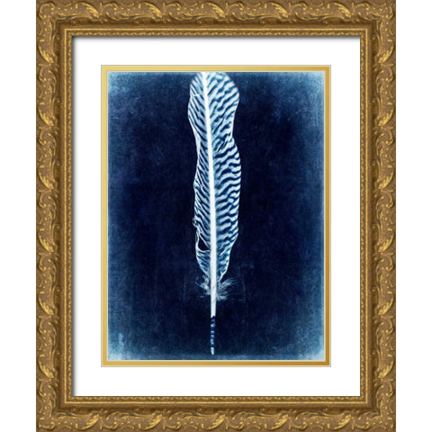 Inverted Feather V Gold Ornate Wood Framed Art Print with Double Matting by Malek, Honey