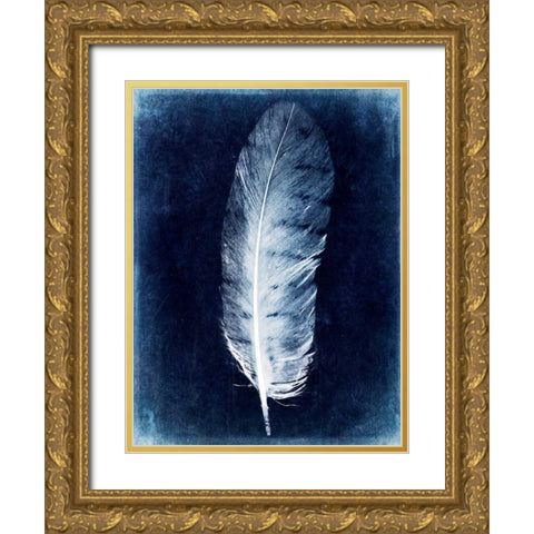 Inverted Feather VI Gold Ornate Wood Framed Art Print with Double Matting by Malek, Honey