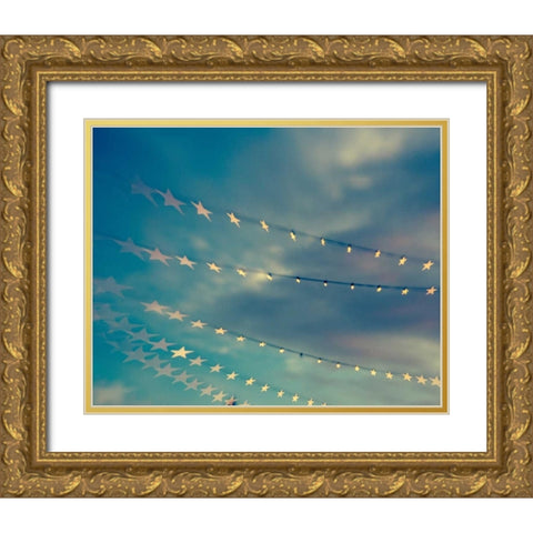 Bokeh Stars I Gold Ornate Wood Framed Art Print with Double Matting by Quintero, Sonja