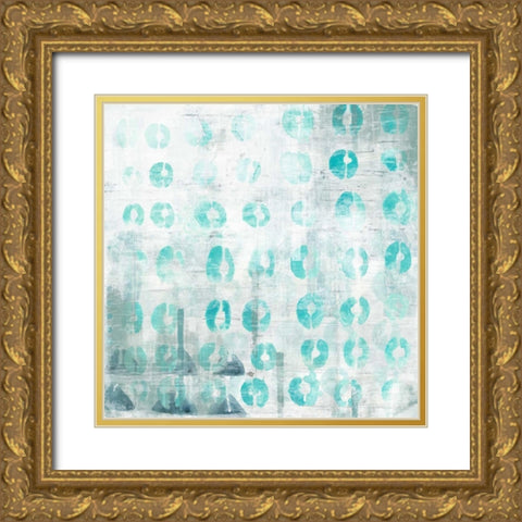 Blue Static I Gold Ornate Wood Framed Art Print with Double Matting by Vess, June Erica