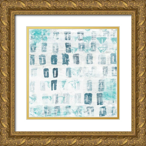 Blue Static III Gold Ornate Wood Framed Art Print with Double Matting by Vess, June Erica