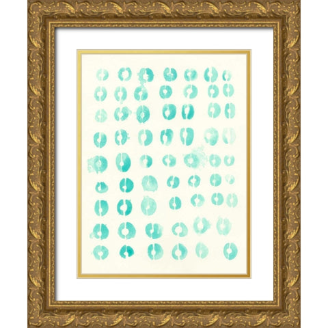 Blue Batik Motif I Gold Ornate Wood Framed Art Print with Double Matting by Vess, June Erica