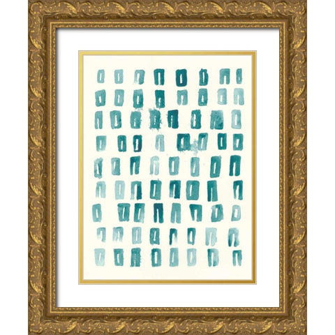 Blue Batik Motif II Gold Ornate Wood Framed Art Print with Double Matting by Vess, June Erica