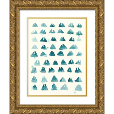 Blue Batik Motif III Gold Ornate Wood Framed Art Print with Double Matting by Vess, June Erica