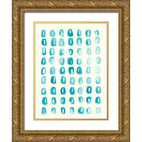 Blue Batik Motif IV Gold Ornate Wood Framed Art Print with Double Matting by Vess, June Erica