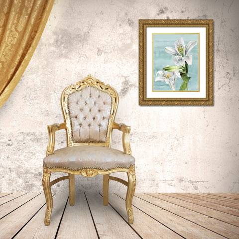 Peaceful Lilies II Gold Ornate Wood Framed Art Print with Double Matting by Popp, Grace