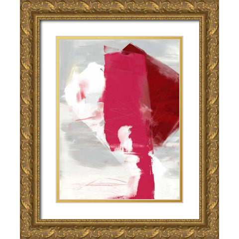Magenta Abstract I Gold Ornate Wood Framed Art Print with Double Matting by Jasper, Sisa