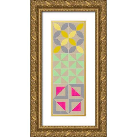 Elementary Tile Panel I Gold Ornate Wood Framed Art Print with Double Matting by Zarris, Chariklia