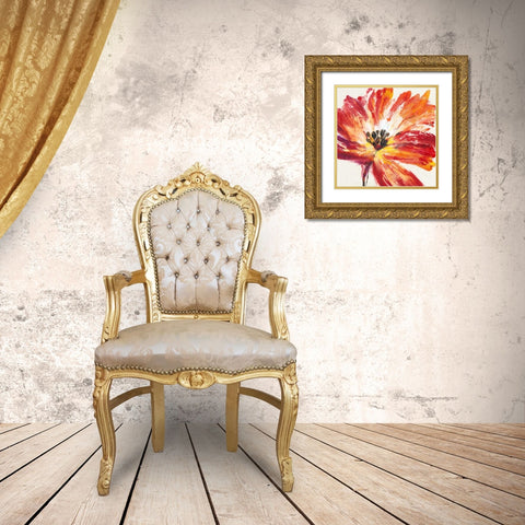 Fleur Rouge I Gold Ornate Wood Framed Art Print with Double Matting by OToole, Tim