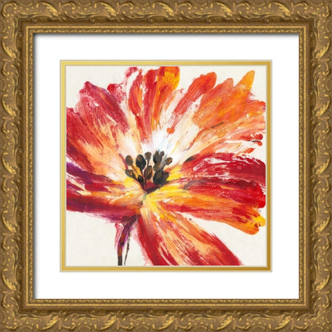 Fleur Rouge I Gold Ornate Wood Framed Art Print with Double Matting by OToole, Tim