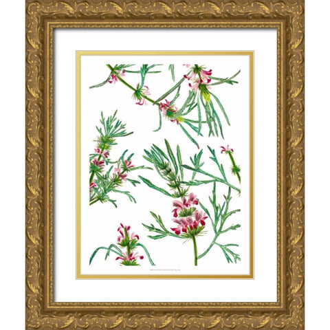 Asian Flower Array I Gold Ornate Wood Framed Art Print with Double Matting by Wang, Melissa