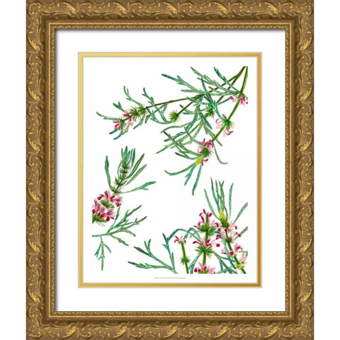 Asian Flower Array II Gold Ornate Wood Framed Art Print with Double Matting by Wang, Melissa