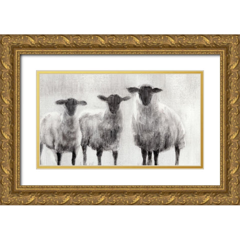 Rustic Sheep I Gold Ornate Wood Framed Art Print with Double Matting by Harper, Ethan