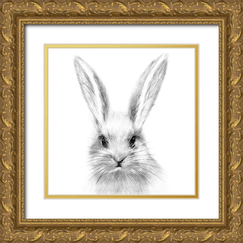 White Rabbit Gold Ornate Wood Framed Art Print with Double Matting by Wang, Melissa