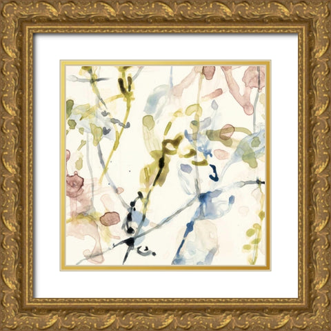 Flower Drips IV Gold Ornate Wood Framed Art Print with Double Matting by Goldberger, Jennifer