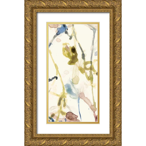 Flower Drip Triptych I Gold Ornate Wood Framed Art Print with Double Matting by Goldberger, Jennifer